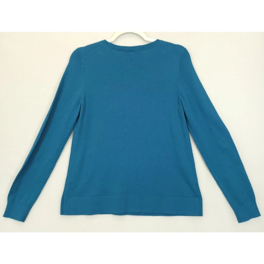 LOFT Sweater Women M Blue Knit Pullover Huskey Dog Stars Graphic Whimsical Cozy - Picture 3 of 12